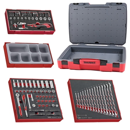 Teng Tools 182 Piece 1/4 Inch Drive Socket, Wrench & Bit Foam Kit TC-6T-7